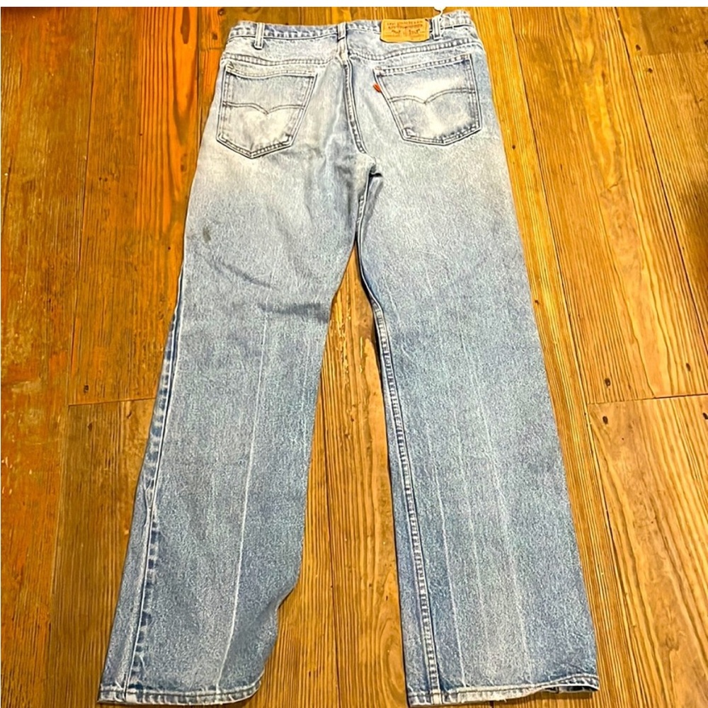 UNISEX TRUE VINTAGE DISTRESSED DENIM STRAIGHT LEG LEVIS JEANS - 32 Orange Label - Picture 5 of 9